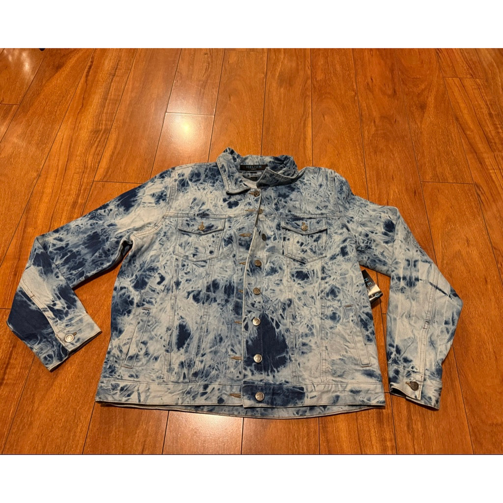 Men's Helium London Tie-Dye Lightweight Jacket L Blue White